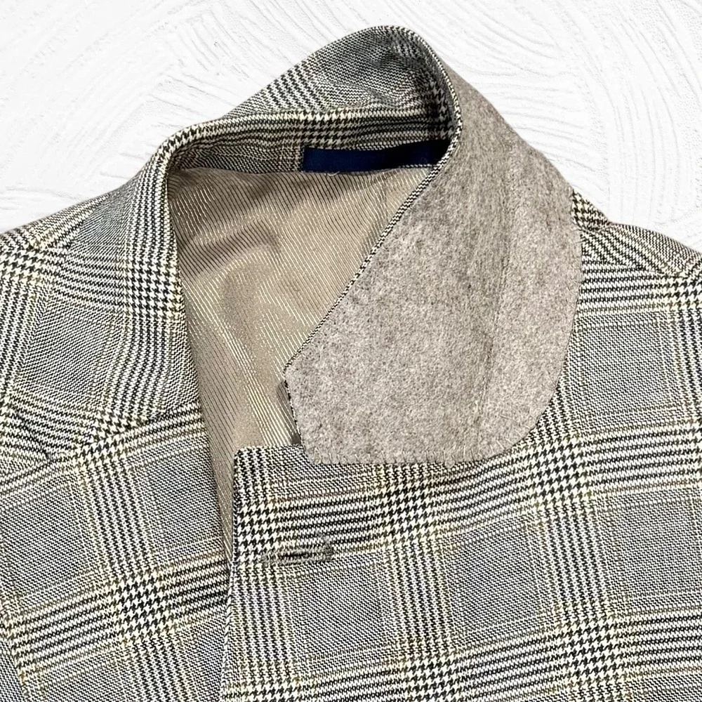 Daniel Cremieux Blazer Loro Piana 43(46 Actual)R‎   Black Tan Glenn Check Plaid